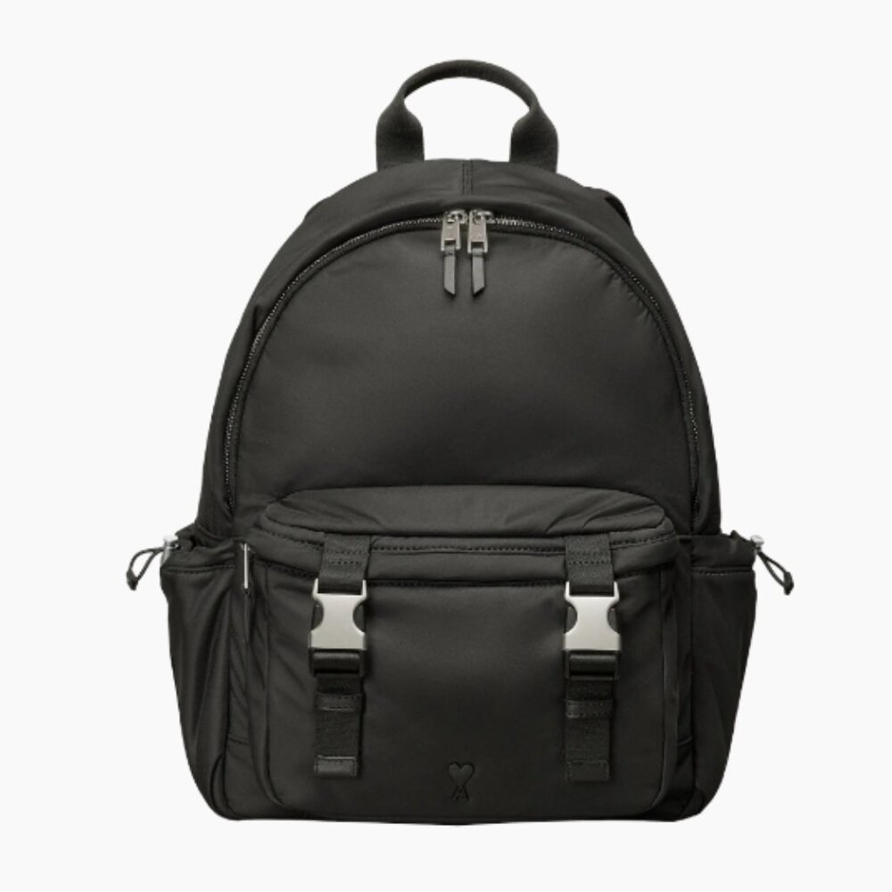 AMI PARIS – RARE Black Ami de Coeur Nylon & Leather Backpack